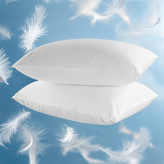 Hungarian White Goose Down Pillows King Size 80% Goose Down 20% Goose Feather 1050+ Fill Power with 100% Cotton Shell Plush Bed Pillows (20"X36", Pack of 2)