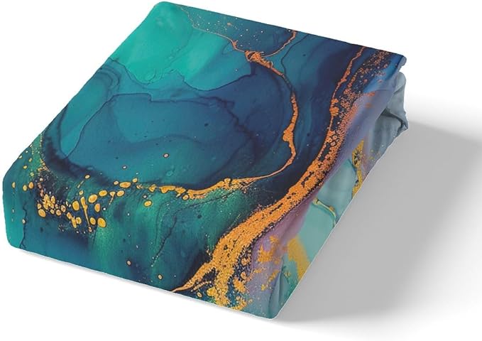 Green Marble Duvet Cover Set King Size,Emerald Gem Style Marbling Comforter Cover with 2 Pillowcases Bedspread,Luxury Golden Ripple Microfiber Quilt Cover for Adult Women, 3 Pieces