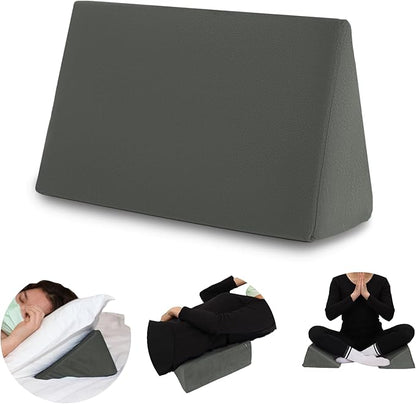 Small Wedge Pillow, Wedge Pillow for Bed Sores, Positioning Wedge, Mini Pillow for Laptop and Yoga, Small Foam Wedge for Chair (1 Unit, Dark Grey)