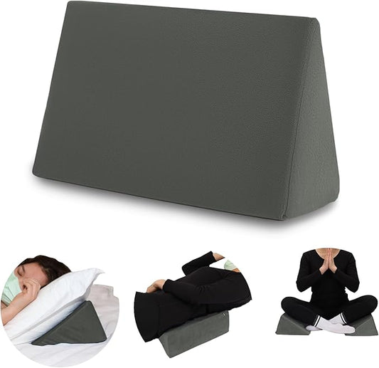 Small Wedge Pillow, Wedge Pillow for Bed Sores, Positioning Wedge, Mini Pillow for Laptop and Yoga, Small Foam Wedge for Chair (1 Unit, Dark Grey)