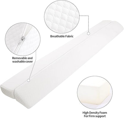 MABOZOO Pillow Wedge for Headboard Gap,White Bed Wedge Gap Filler Full Size,Foldable Bed Wedge Pillow for Headboard,Foam Mattress Gap Filler,54"x6"x6"