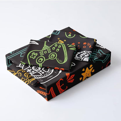 3D Print Gamepad Duvet Cover Set Gaming Comforter Covers and Pillowcases King Size Black Color Bed Set Gamer Beddings Boy Kid Bedroom Decorations
