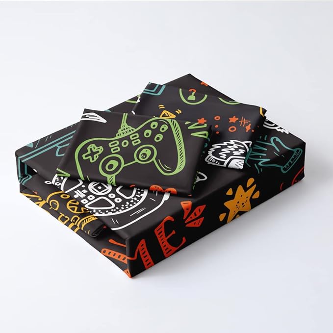 3D Print Gamepad Duvet Cover Set Gaming Comforter Covers and Pillowcases King Size Black Color Bed Set Gamer Beddings Boy Kid Bedroom Decorations