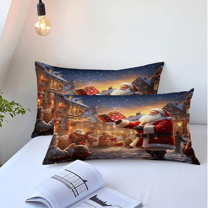 Christmas Duvet Cover Bedding Sets King Size for Kids Girls Teens, Christmas Petal Country Bedding Décor, 1 Duvet Cover and 2 Pillow Shams - 90x90 inches