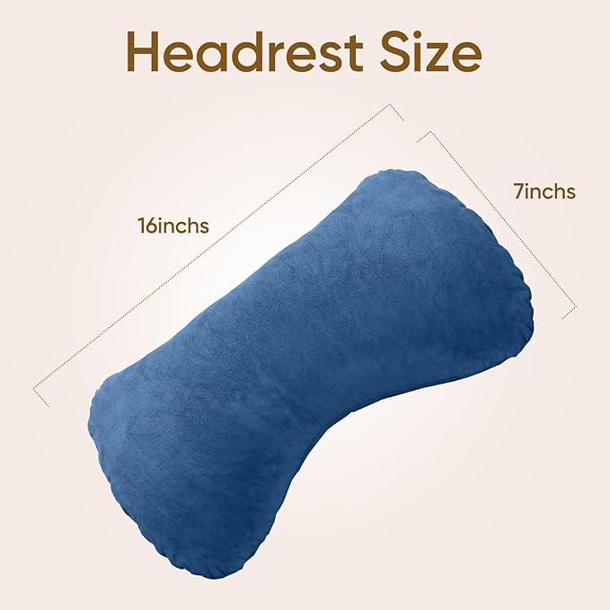Reading Pillow for Sitting in Bed Adult, Bed Pillow with Shredded Memory Foam, 25''H Pillow with Detachable Neck Roll, Washable Cover, Sitting Up with Extend Arms, Navy