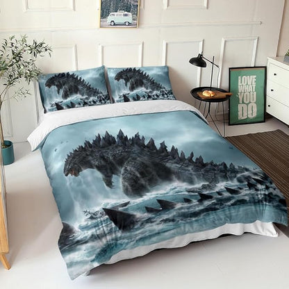 Dinosaur Duvet Cover Set Full Queen Size 3 Pieces Bedding Set Quilt Cover for Men Women Light Weight 1 Piece Duvet Cover 2 Pieces Pillow Shames No Comforter Inside(Dino28, Full/Queen)