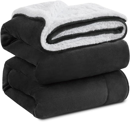 KAWAHOME Sherpa Fleece Throw Blanket for Bed - Extra Warm and Heavy Thick Throw Blankets for Winter, Super Soft 500GSM Plush Blanket, 50"X 60" Dark Grey