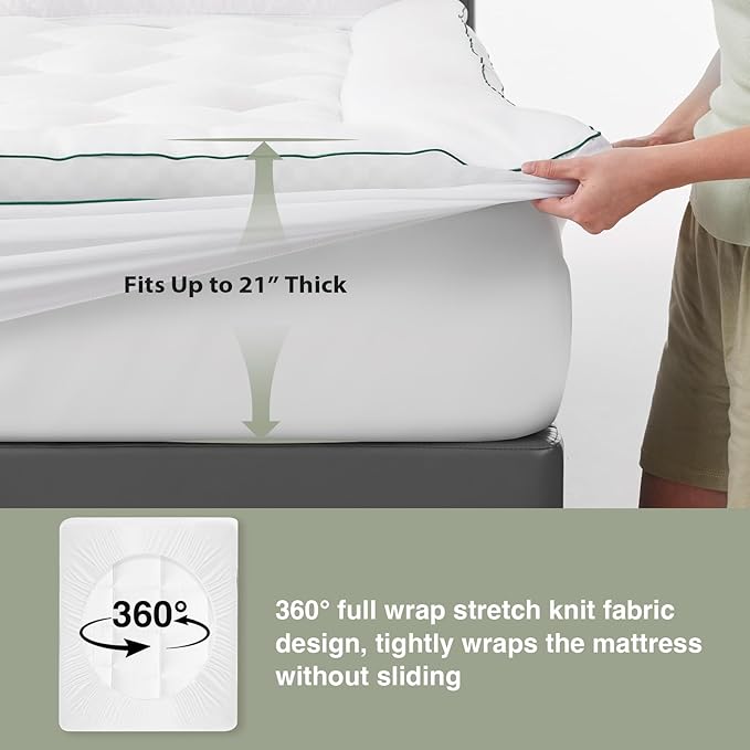 Novilla California King Mattress Topper, Soft Pillow Top for Dorm Bed, Breathable Quilted Mattress Pad Cover with Deep Pocket, Down Alternative Fill, Machine Washable Back to School Essentials