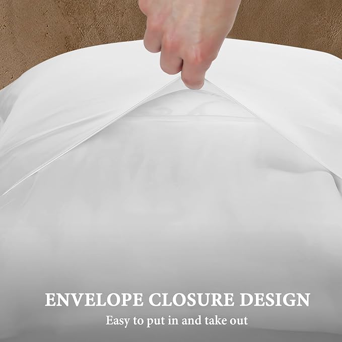 BHZ White Satin Goose Down Feather Pillows Queen Size Set of 2 with Pillowcase for Hair and Skin, Cooling Pillow Cases Similar to Silk Pillow Cases, Decorative for Women, Mom Men