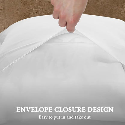 BHZ White Satin Goose Down Feather Pillows Queen Size Set of 2 with Pillowcase for Hair and Skin, Cooling Pillow Cases Similar to Silk Pillow Cases, Decorative for Women, Mom Men