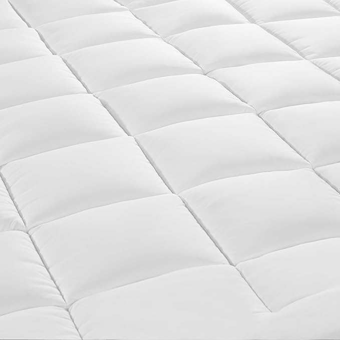 Serta Memory Flex Soft Twin Mattress Topper, 2" Pillow Top Mattress Pad, Cushioning Stain Resistant Mattress Protector with 15" Pocket for Secure Fit, Machine Washable, White
