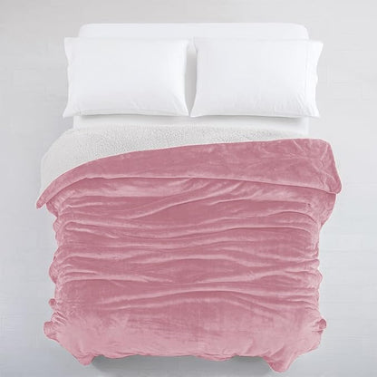 IR Imperial Rooms Baby Pink Sherpa Blankets Queen Size for Bed - Wholesale Bulk Pack of 9 Sherpa Blankets - Soft Fluffy Throw Blanket for Hotels, Guest Bedroom, 90x90 Inches