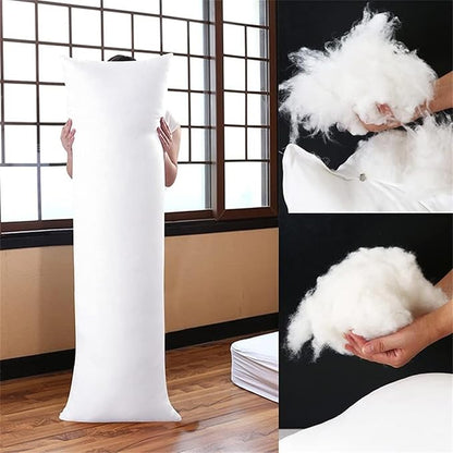 Large Body Pillow Insert with Removable Cover, 60x180cm Breathable Full Body Pillow for Sleeping, Soft Cotton Bed Hug Pillows for Adults, Ideal for Side Sleepers