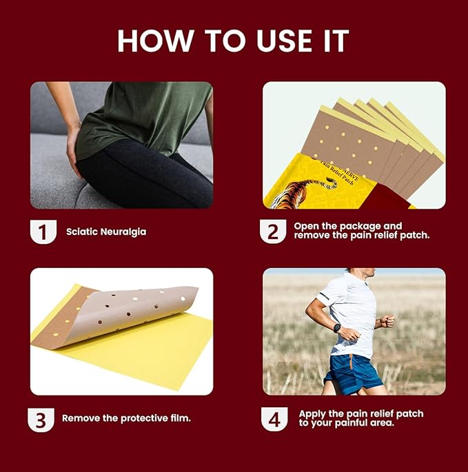 Tiger Patches - Chinese Red Tiger Back Patch Ultra Strength Heat Patches for Muscle Joint of Knee Shoulder Neck (4 Packs - 32 Counts)
