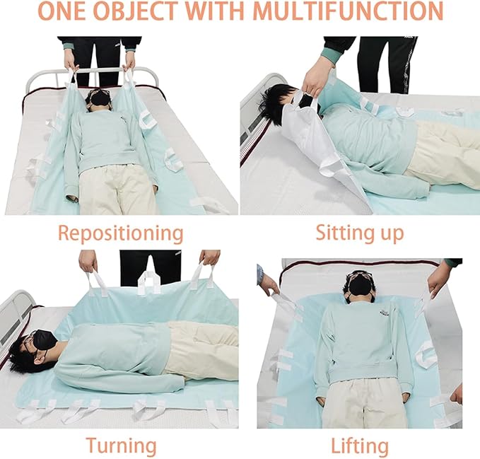 Bed Pads for Incontinence Washable Positioning Bed Pad with 8 Handles Washable Reusable Incontinence Mattress Protector Waterproof Bed Pads Incontinence Uderpads for Bedridden Elderly 52” x 36” (1)