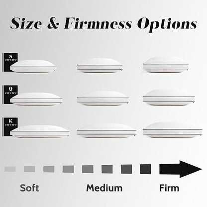 Feather Down Pillows Standard Size Set of 2 with Gusset, Luxury Hotel Collection Bed Pillow 2 Pack, Down Surrounded Gusseted Pillows for Sleeping, Soft for Side, Back Sleepers 20x26 in.