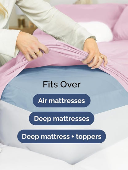 Extra Deep Full Sheet Set - 6 Piece Breathable & Cooling Sheets - Hotel Luxury Bed Sheets Set - Easy & Secure Fit - Soft, Wrinkle Free & Comfy Sheets Set - Light Pink Sheet Set with Extra Deep Pockets