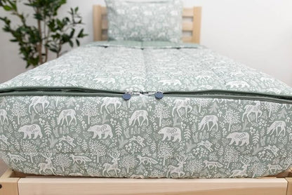 Beddy's Fantasy Woodland Girls Durable Zipper Bedding for Kids, Bed in a Bag, Green Sheets & Comforter with Animal & Woods Design, Includes Pillowcase & Pillow Sham Easy to Make & Wash