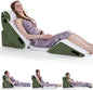 Wedge Pillow Set for After Surgery, 5 PCS Bed Wedge Pillow for Sleeping with Seat, Memory Foam Orthopedic Back Pillow for Pain Relief and Acid Reflux, Adjustable Post Surgery Pillow Green