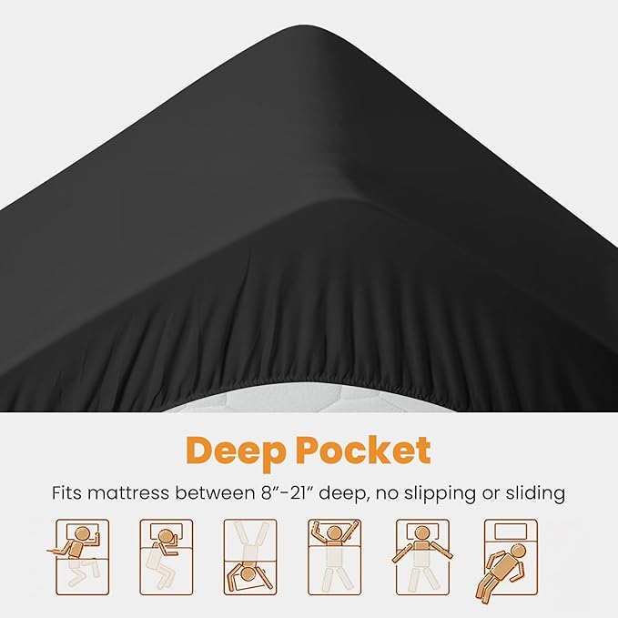 MATBEBY King Size Mattress Pad - Cooling Breathable Mattress Topper, Quilted Fitted Mattress Protector, Pillow Top Mattress Cover with 8-21" Deep Pocket, Soft, Machine Washable, Black, 78x80 Inches