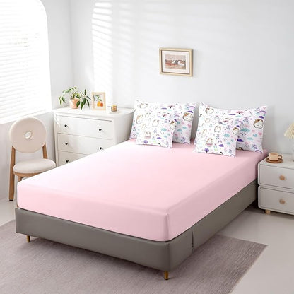 Erosebridal 7Pcs Floral Guinea Pig Kids Bedding Set for Boys,Queen Size Comforter Set with Sheets and Pillowcase,7Pcs Bed in a Bag,Cartoon Animal Children Bed Set, Cute Flower Comforter