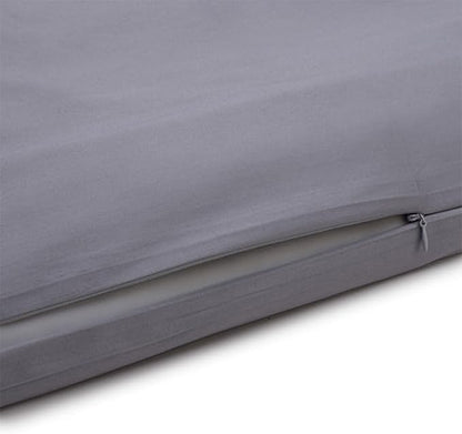 Sleepgram Supima Machine Washable 400 Thread Count Cotton Silver Ion Infused Luxury Zippered Duvet Cover with Travel Bag, Twin, Grey Stone