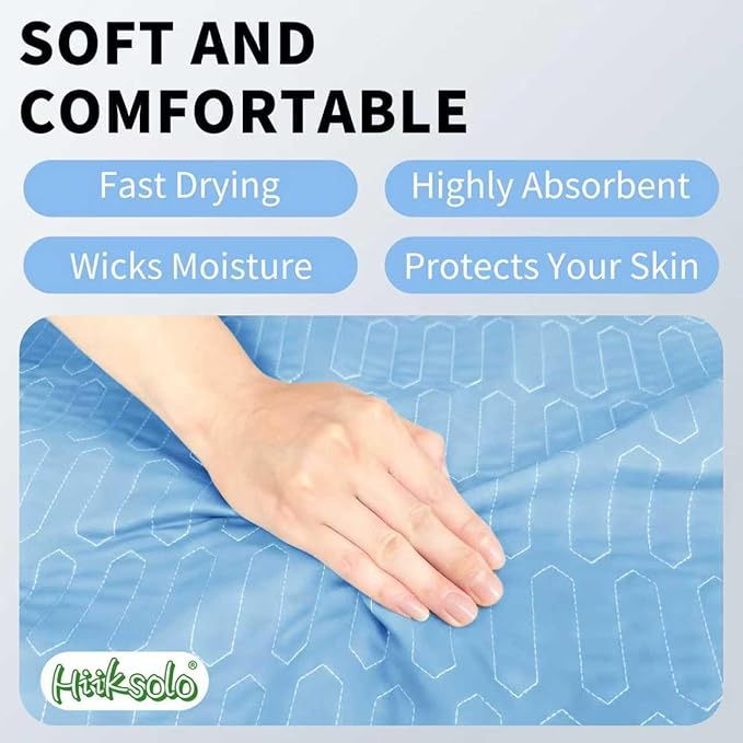 Reusable Leakproof Bed Pads, 4 Pack 34" x 36" Washable Heavy Absorbency Incontinence Underpads, Blue Mattress Protector for Adults, Children, Pets