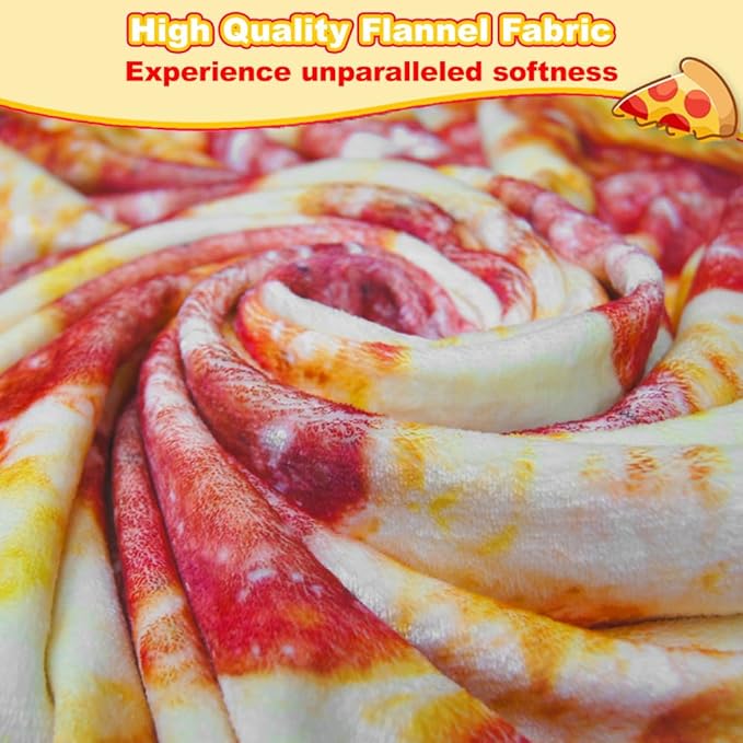 HDFK Pizza Blanket Adult Size Double Sided Red Pepperoni Realistic Food Fleece Kids Size Cheese Fluffy Throw Blankets Flannel Funny Novelty Present 71 inches Round Lightweight White Elephant Christmas