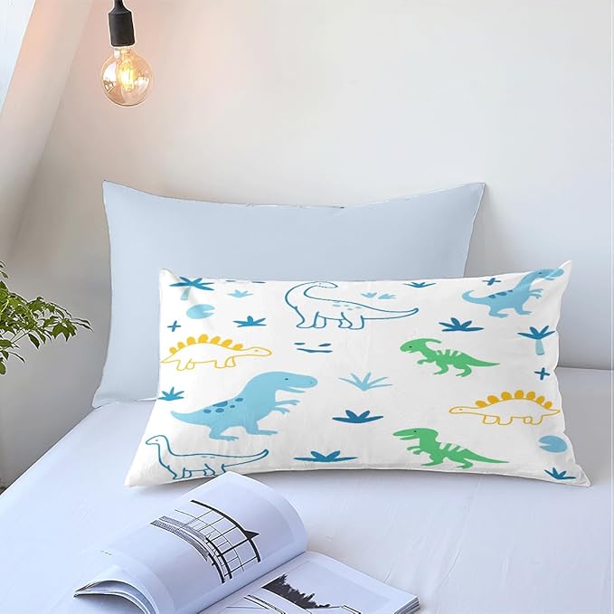 Dinosaur Duvet Cover Sets King Size for Kids Boys Girls Teens, Cute Cartoon Comforter Cover with 1 Duvet Cover 79x90 Inches and 2 Pillowcases 20x26 Inches (King,No Comforter)