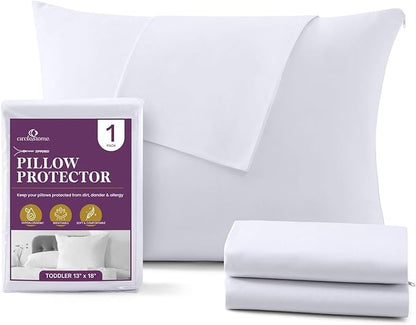 CirclesHome Pillow Protectors Single Pack Toddler Zippered - 100% Cotton Breathable Pillowcases - Protects Pillows from Dirt, Dust and Debris Toddler - (Single Pack 18 x 13)
