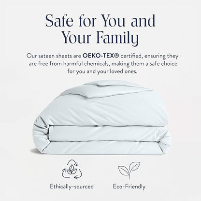 Brooklinen Luxury Sateen Duvet Cover - 100% Cotton, Full/Queen Size in Sky with Extra-Long Corner Ties and Button Closure - Best Full/Queen Duvet Covers