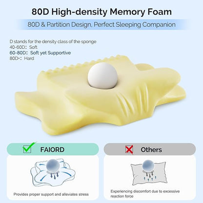 Cervical Pillow for Neck Pain Relief - Cooling Ergonomic Dual-Sided Orthopedic Neck Pillow with Ice Silk Pillowcase, Breathable Memory Foam Contour Pillow for Side, Back, Stomach Sleepers