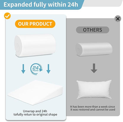 Wedge Pillow, Bed Wedge Pillows for Sleeping, Snoring, Back Support, After Surgery, Foam Triangle Pillow, Removable Washable Cover (Gray, 7.5in)