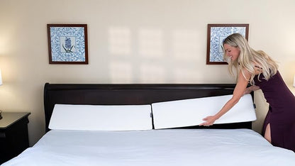 Bed Wedge Pillow Set for Headboard Gap Up to 7", Triangle Gap Filler for Bed, Mattress Wedge Gap Filler, Headboard Space Filler, Corner Pillow, White Half Queen 30" (2-pk)