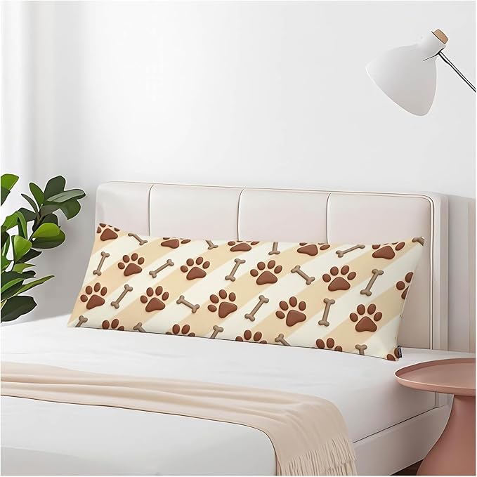 Outdoor Pillows Body Pillow Cover Cat Dog Paw Print Cute Lumbar Body Pillow Case Protector Body Side Sleeper Cushion Covers Body Pillowcases for Bedroom,Couch,Sofa 20"X54"