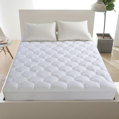 LEISURE TOWN Olympic Queen Mattress Pad Cover Mattress Topper Cotton Top Pillow Top with Snow Down Alternative Fill (8-21 Inch Fitted Deep Pocket) (66"X80") Super Queen