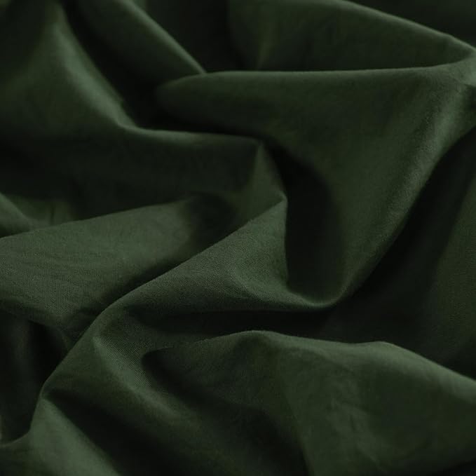 NEXHOME PRO Twin Duvet Cover Set – 100% Certified Organic Cotton with Washed Feel & Linen-Like Texture, Comfortable & Breathable, Home Bedding Set Olive Green (No Comforter)