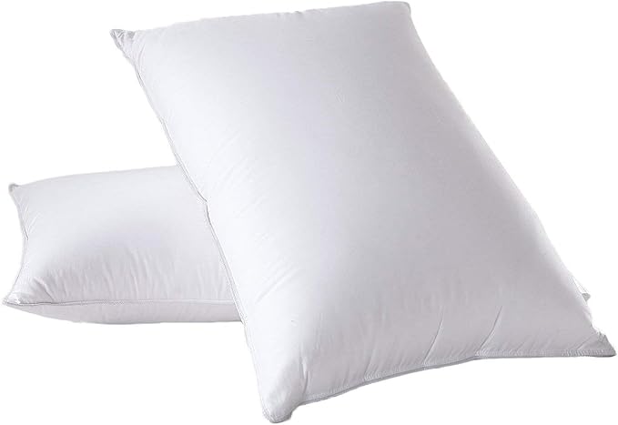 Royal Hotel Bedding Medium Firm Down Pillow, 500 Thread Count 100% Cotton, Standard Down Pillows, Standard/Queen Size, Medium Firm Pillows, Set of 2
