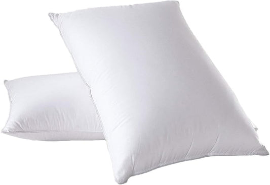 Royal Hotel Bedding Down Pillow - 500 Thread Count 100% Cotton, Down, Standard/Queen Size, Extra Firm, Set of 2