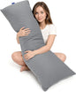 YZ HOME Long Body Pillow for Adults - Firm Body Pillow Insert with Shredded White Memory Foam, Adjustable Height, Soft Support for Side Sleeping, Pregnant Women, Washable (Grey, 20x54 Inch)