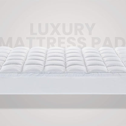 SLEEP ZONE Twin XL Cotton Mattress Pad for College Dorm, Machine Washable Mattress Protector Cover, Soft Cotton Top Cooling Mattress Topper Fits 8-21 inch Deep Pocket, Twin XL
