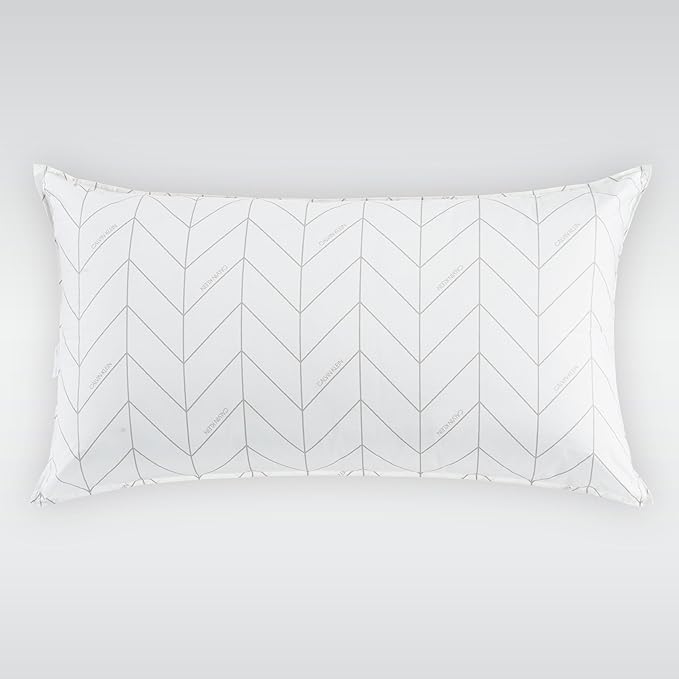 Calvin Klein Herringbone Print 20" x 36" King Size Set of 2 Bed Pillows for Sleeping, White