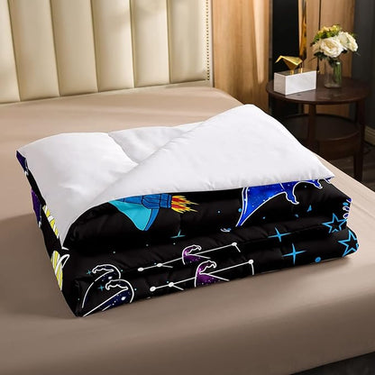 Feelyou Galaxy Dragon Bedding Set Outer Space Starry Sky Comforter Set for Kids Boys Girls Jungle Animals Dragon Comforter Colorful Decor Quilt Set Bedroom Collection 2Pcs Twin Size