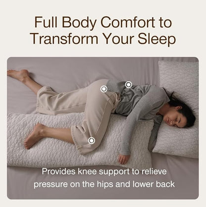 Coop Home Goods Original Adjustable Body Pillow (20x54) and Ultra-Tech Waterproof Pillow Protector Bundle for Pregnancy, Full Body Support for Side Sleepers with Memory Foam & Washable Cover