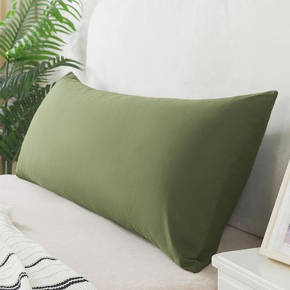 WhatsBedding Memory Foam Body Pillow with Breathable Zippered Cotton Cover, Full Body Pillow for Adults, Long Pillow for Sleeping, Firm Pillow Fluffy Supportive, Forest Green