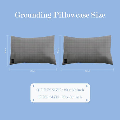Ali King Grounding Pillowcase, 5% Pure Silver Fiber + 95% Soft Cotton Queen Size Earth Grounding Pillow Cases with Grounding Cord for Improve Sleep (Dark Grey, Queen (20x30inches))