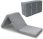 SINWEEK Tri-Folding Mattress Foam Topper 38 x 75 x 4 Inch Folding Pad with Removable Cover