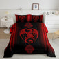 Feelyou Red Dragon Comforter Set Gradient Ombre Red Teens Women Bedding Set for Kids Boys Girls Vintage Boho Paisley Decor Comforter Exotic Trippy Quilt Set 3Pcs King Size