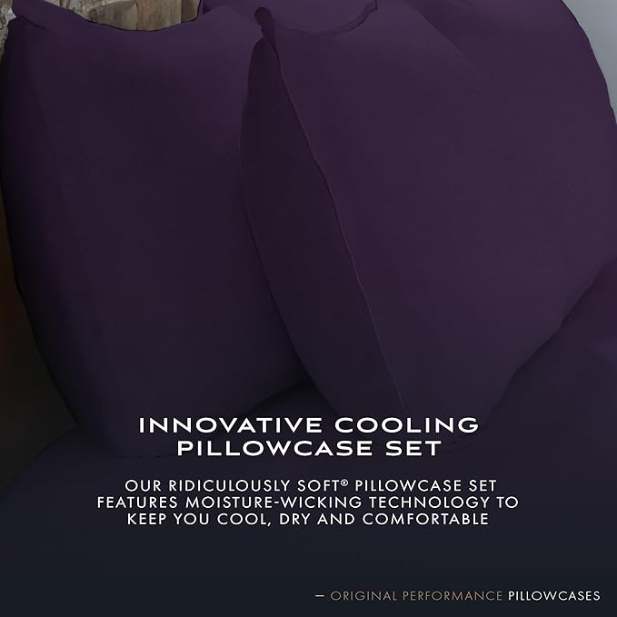 SHEEX Original Performance Cooling Pillowcases, Ultra-Soft Standard Pillowcase Set, 2 Cooling Pillow Covers, Royal Plum