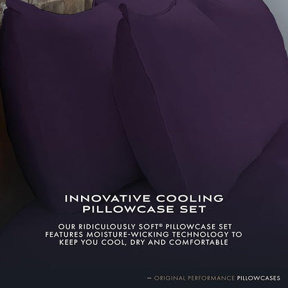 SHEEX Original Performance Cooling Pillowcases, Ultra-Soft King Pillowcase Set, 2 Cooling Pillow Covers, Royal Plum